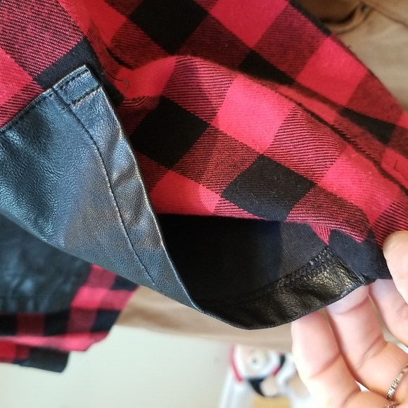 *2 for $12* DO+BE Plaid Faux Leather Button Up Top Size S - Picture 2 of 6